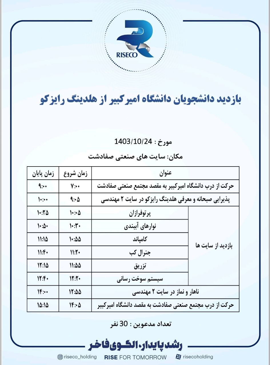 انجمن علمی رنگ ایران - بازدید علمی دانشجویی از هلدینگ رایزکو